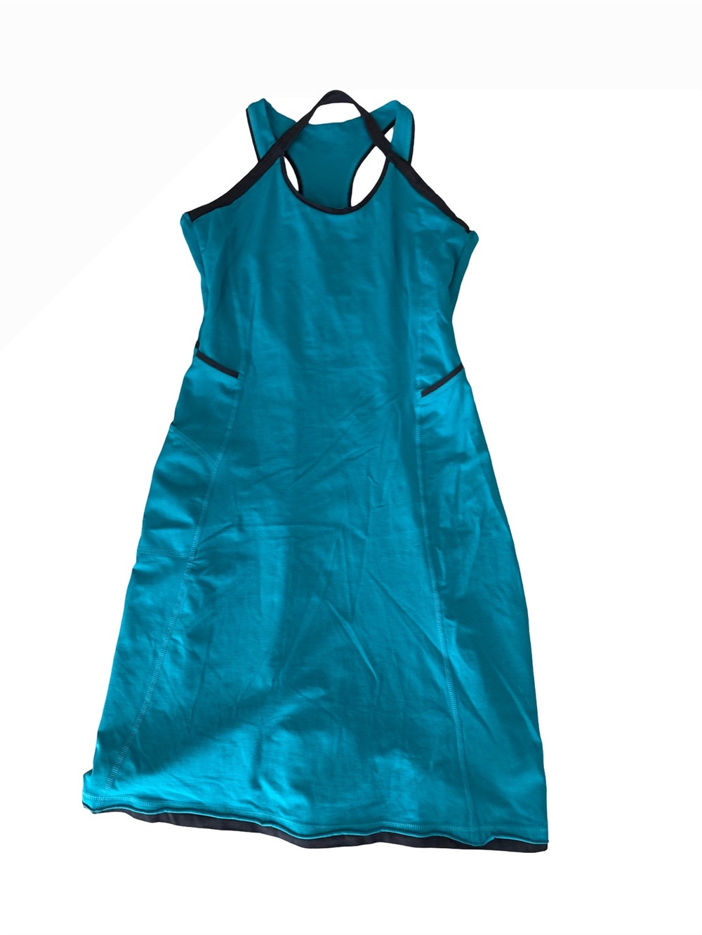 Mountain Hardwear Teal Sporty Racerback Midi Dress with Gray Trim